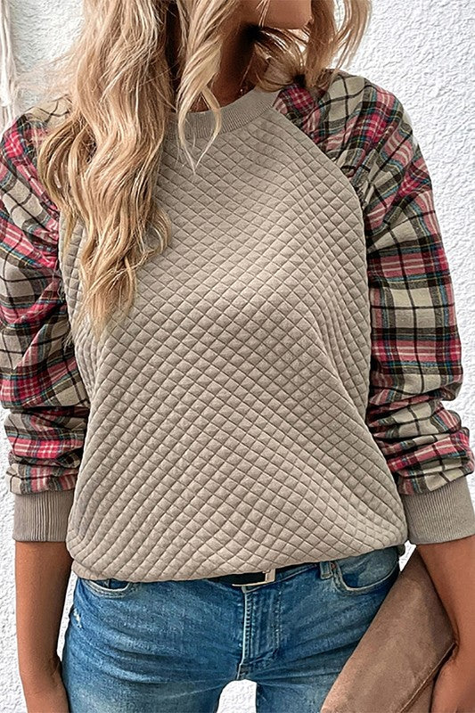 Quilted Plaid Sweater