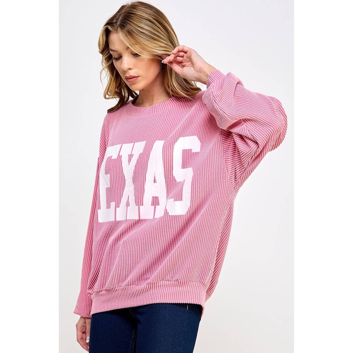 Texas Print Rib Cord Sweatshirt