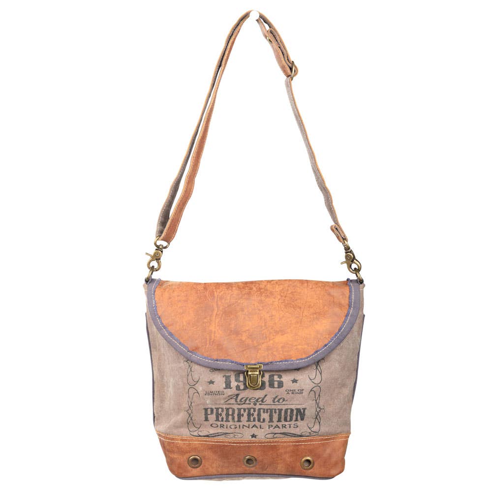 Clea Ray Canvas Bags & Clothing - Vintage 1986 Canvas Shoulder Bag With Leather Trim And Flap