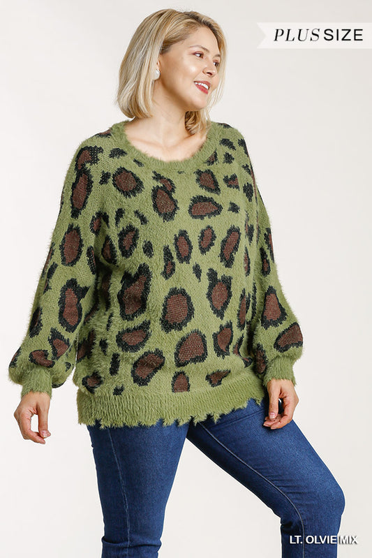 Olive Animal Print Sweater