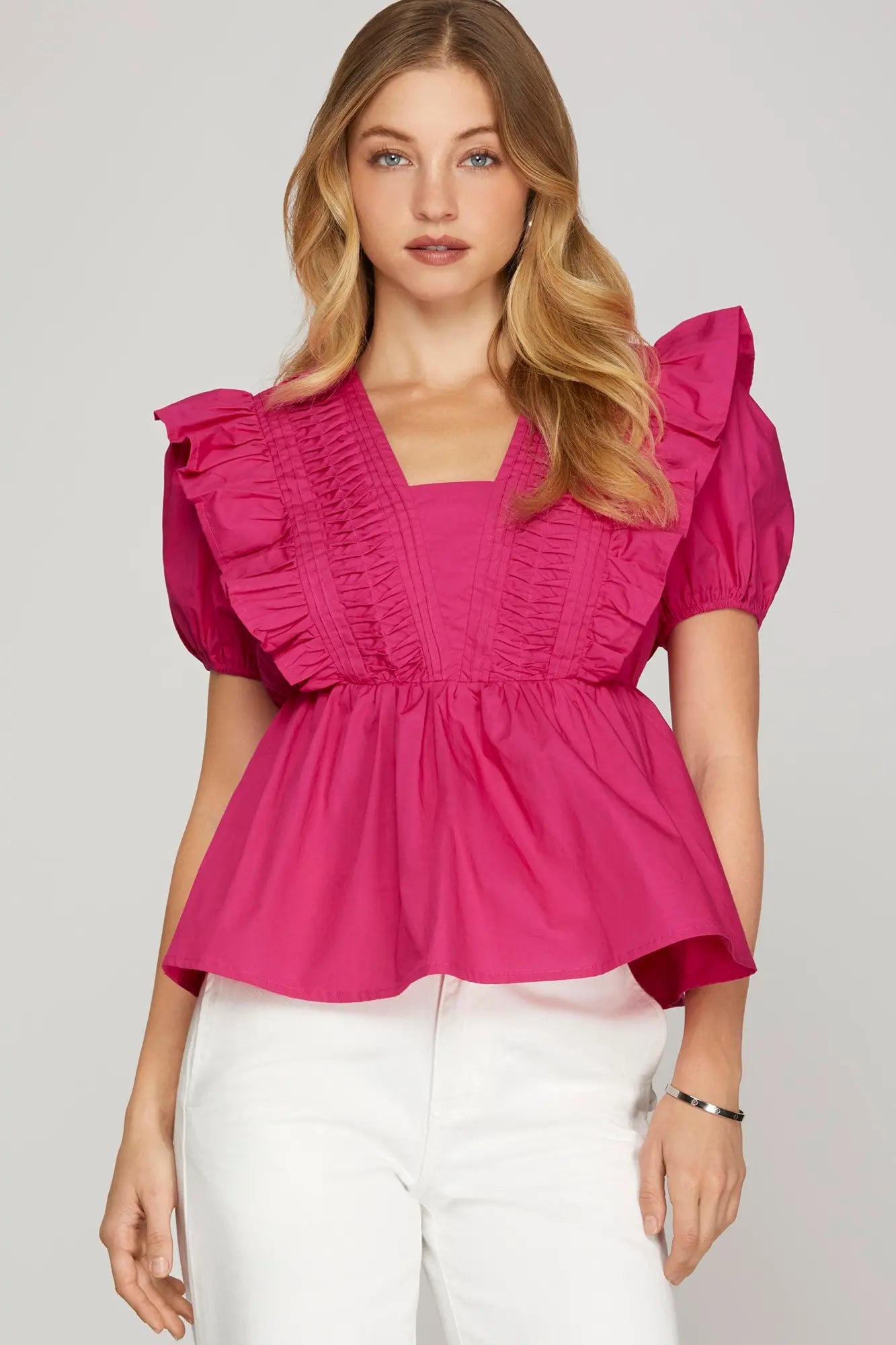 Hot Pink Ruffle Sleeve