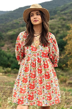 Cream Floral Dress
