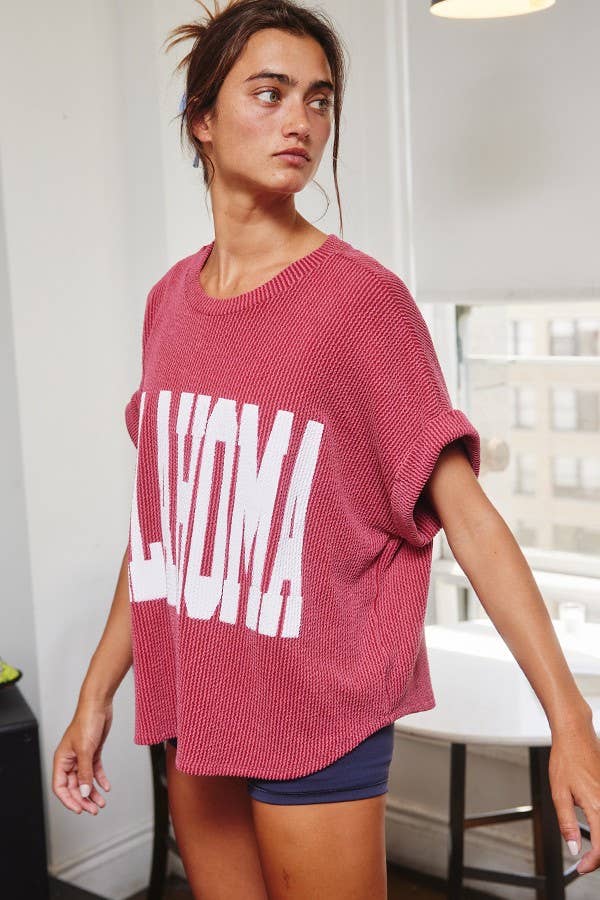 'OKLAHOMA' Comfy Oversize Graphic Sweatshirt Top