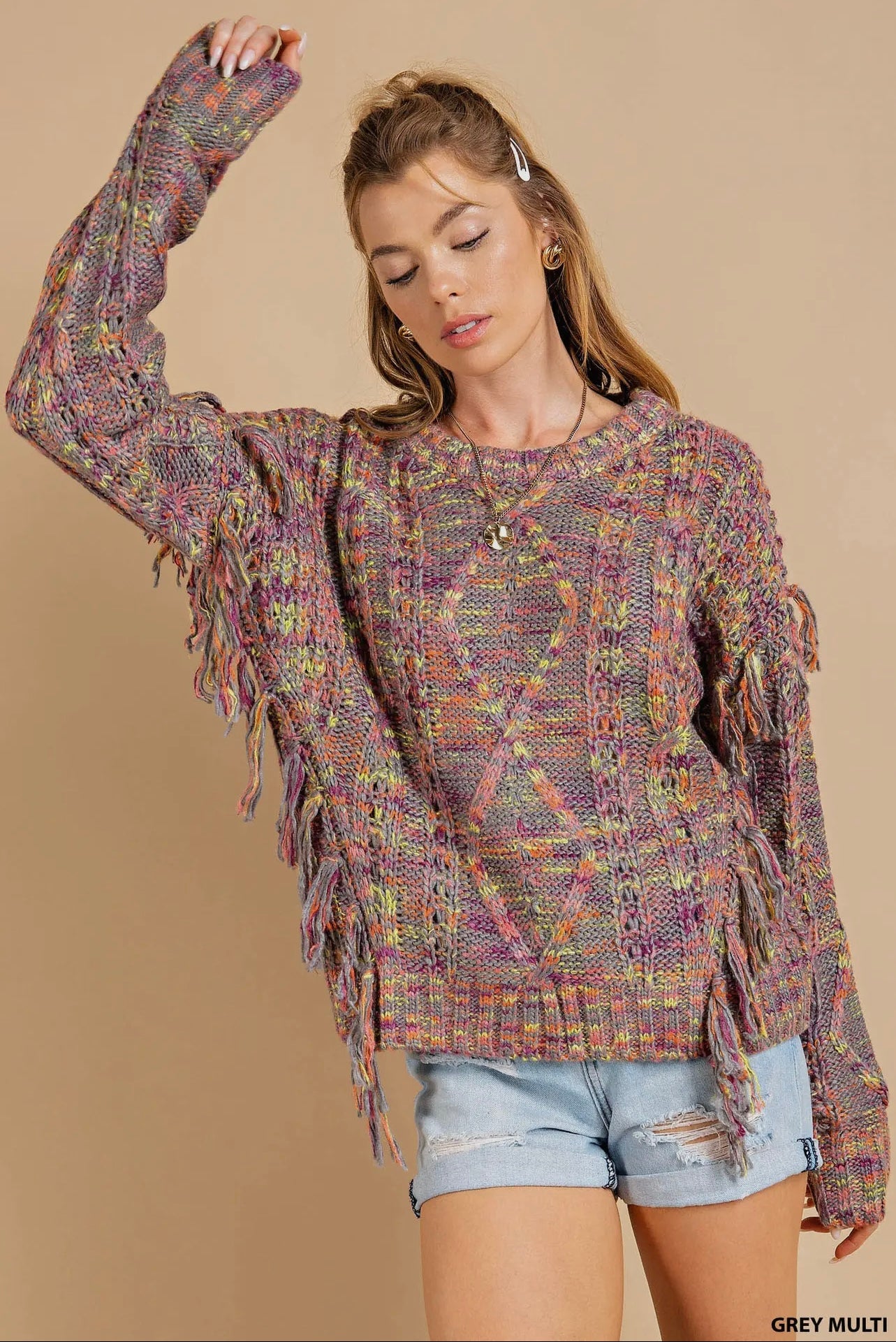 Fringe Multi Color Sweater