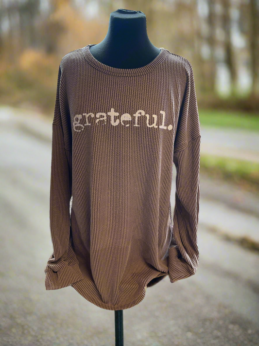 “Grateful” Ribbed Long Sleeve