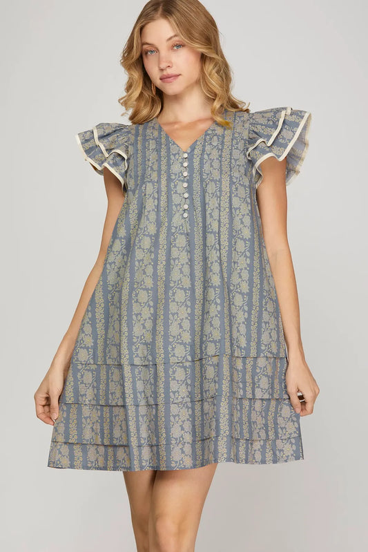 Contrast Trim Ruffle