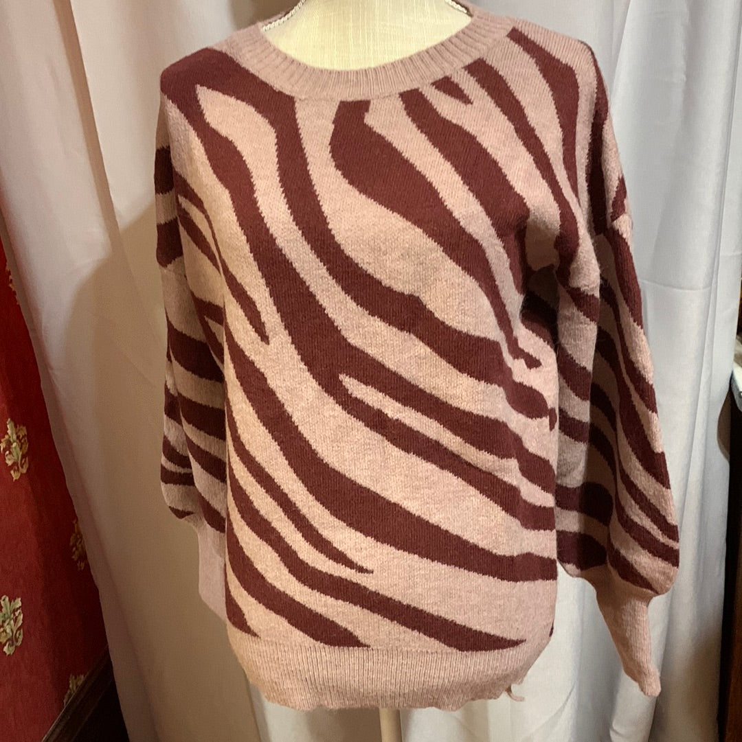 She & Sky Zebra Print Sweater