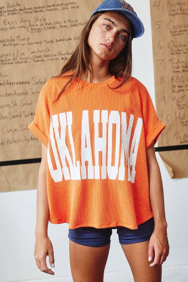 'OKLAHOMA' Comfy Oversize Graphic Sweatshirt Top