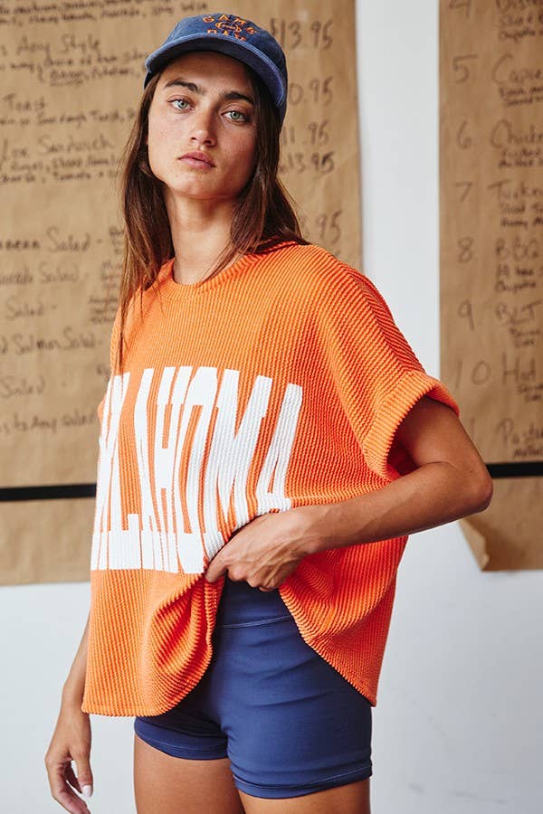 'OKLAHOMA' Comfy Oversize Graphic Sweatshirt Top