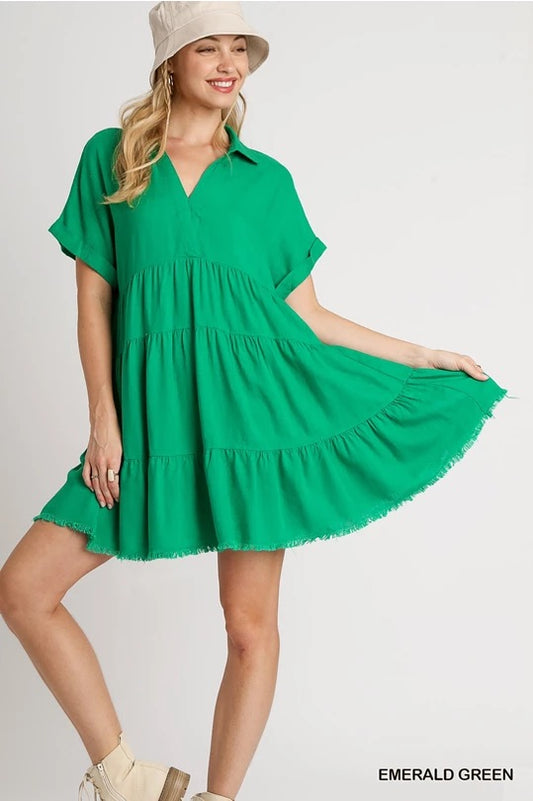 Emerald Linen Dress