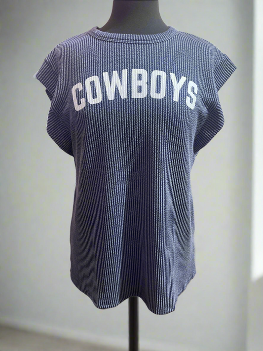 “COWBOYS” Ribbed Dolman Sleeve Shirt