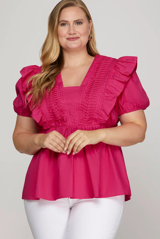 Hot Pink Ruffle Sleeve