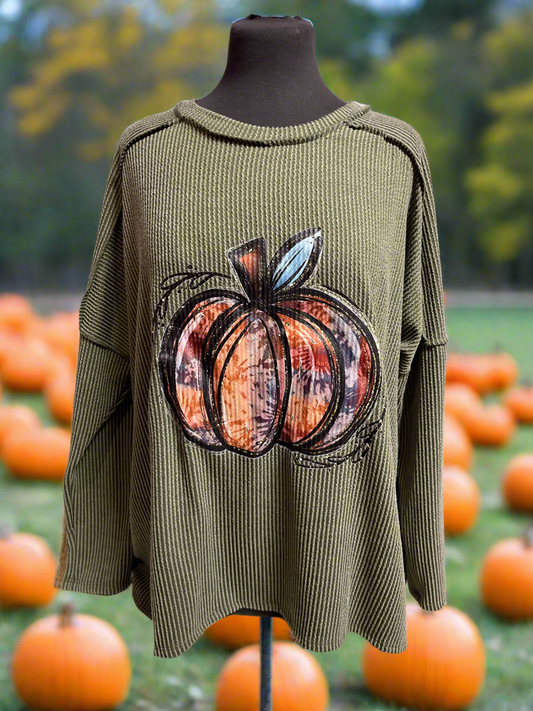 Pumpkin Ribbed Long Sleeve
