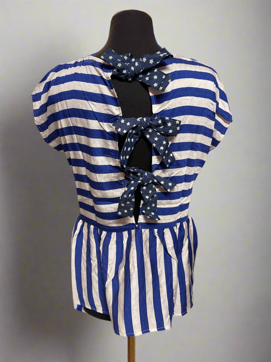 Striped Shirt with Bow Tie Back