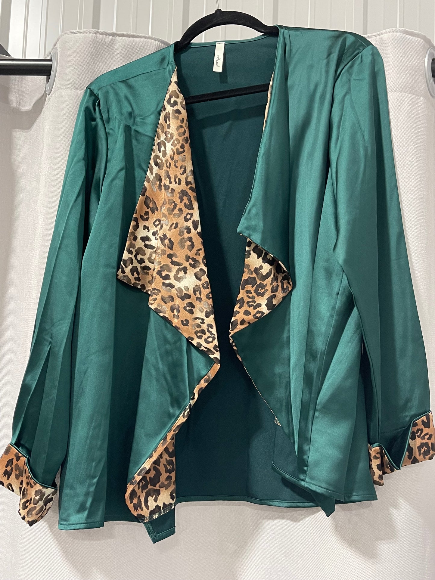 Green Satin and Leopard Jacket