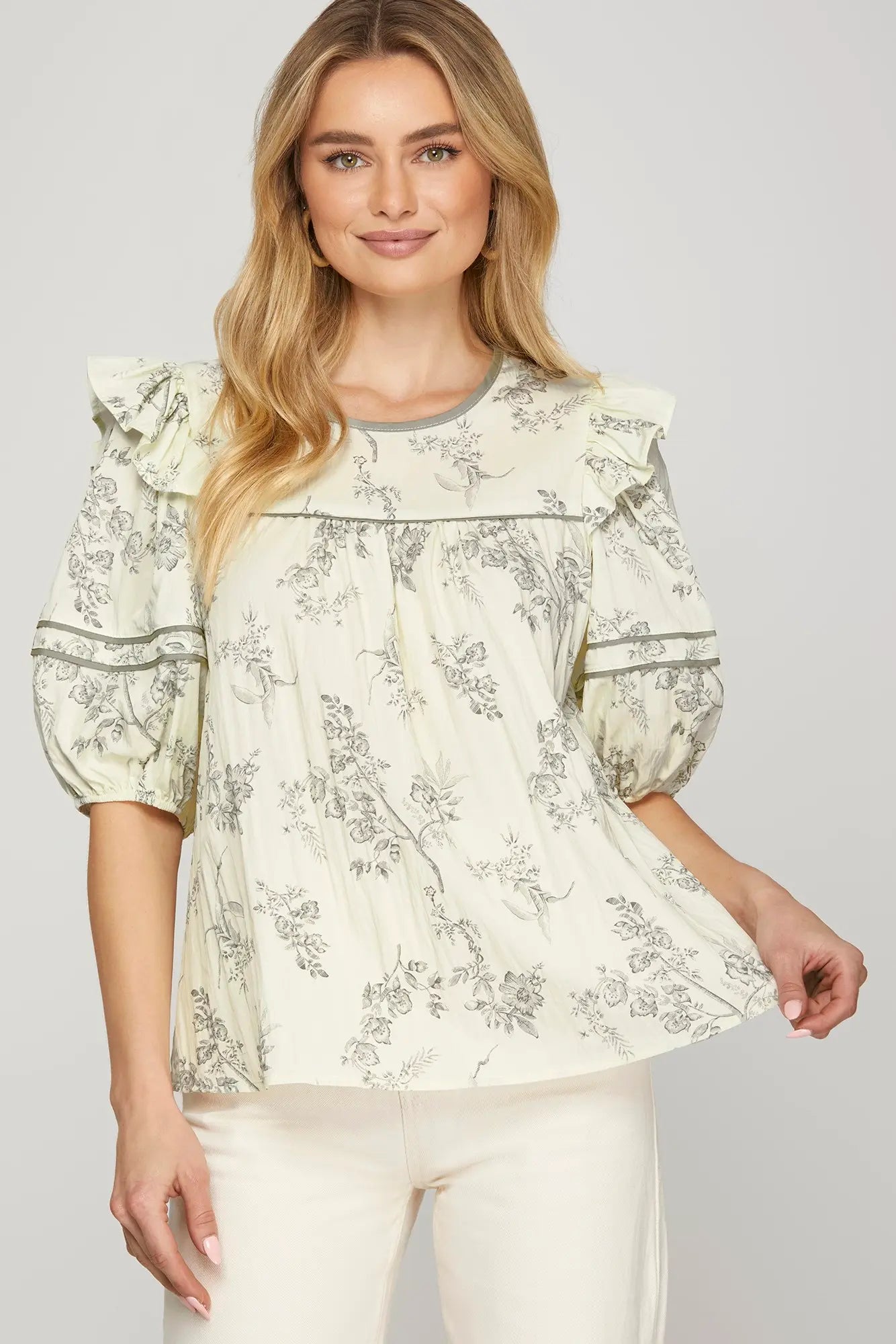 Off White Floral Top