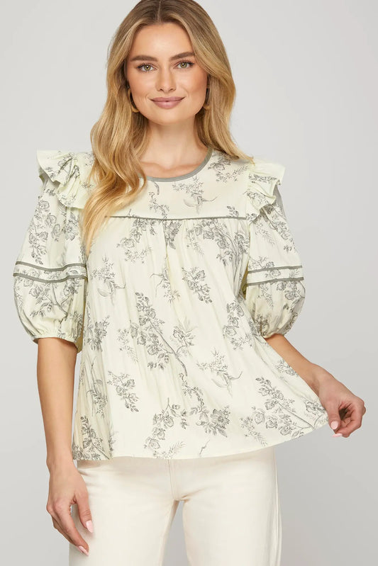 Off White Floral Top