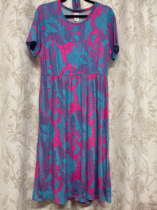 Pink and Teal Palm Dress