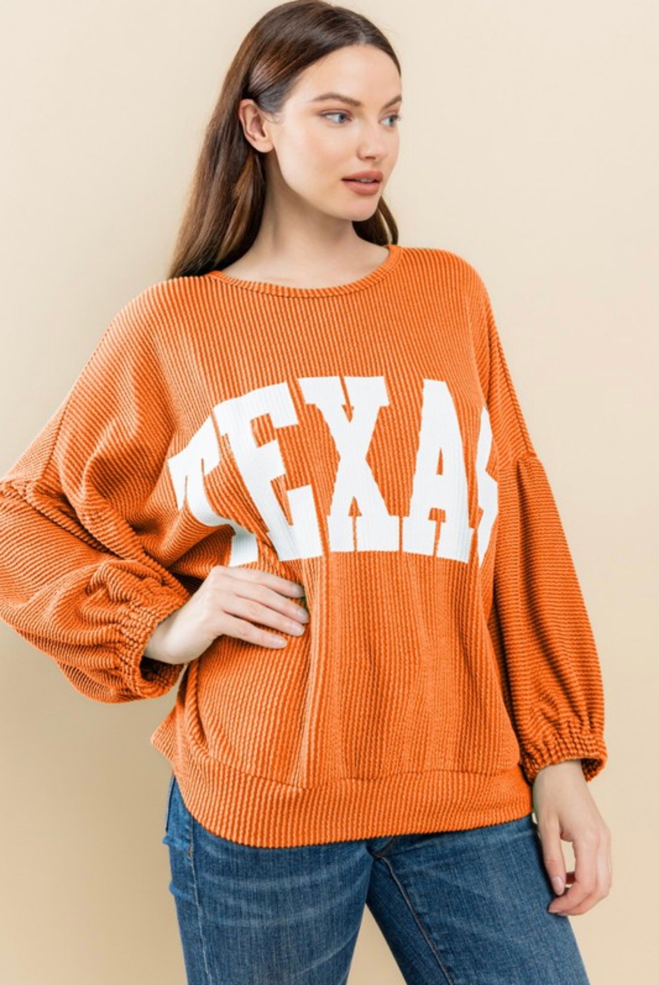 Burnt Orange Texas Drop Sleeve