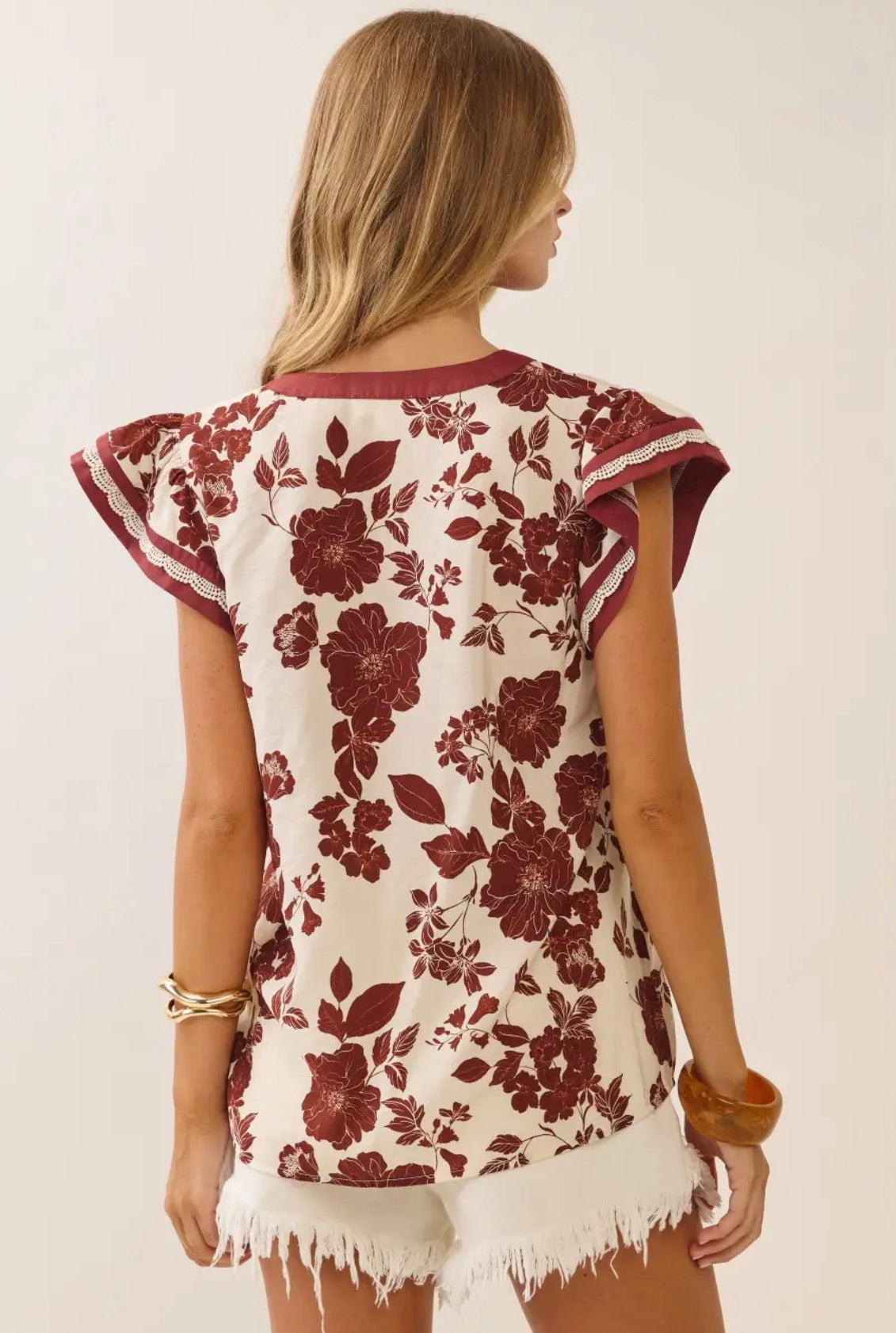 Floral Print Short Sleeve Blouse