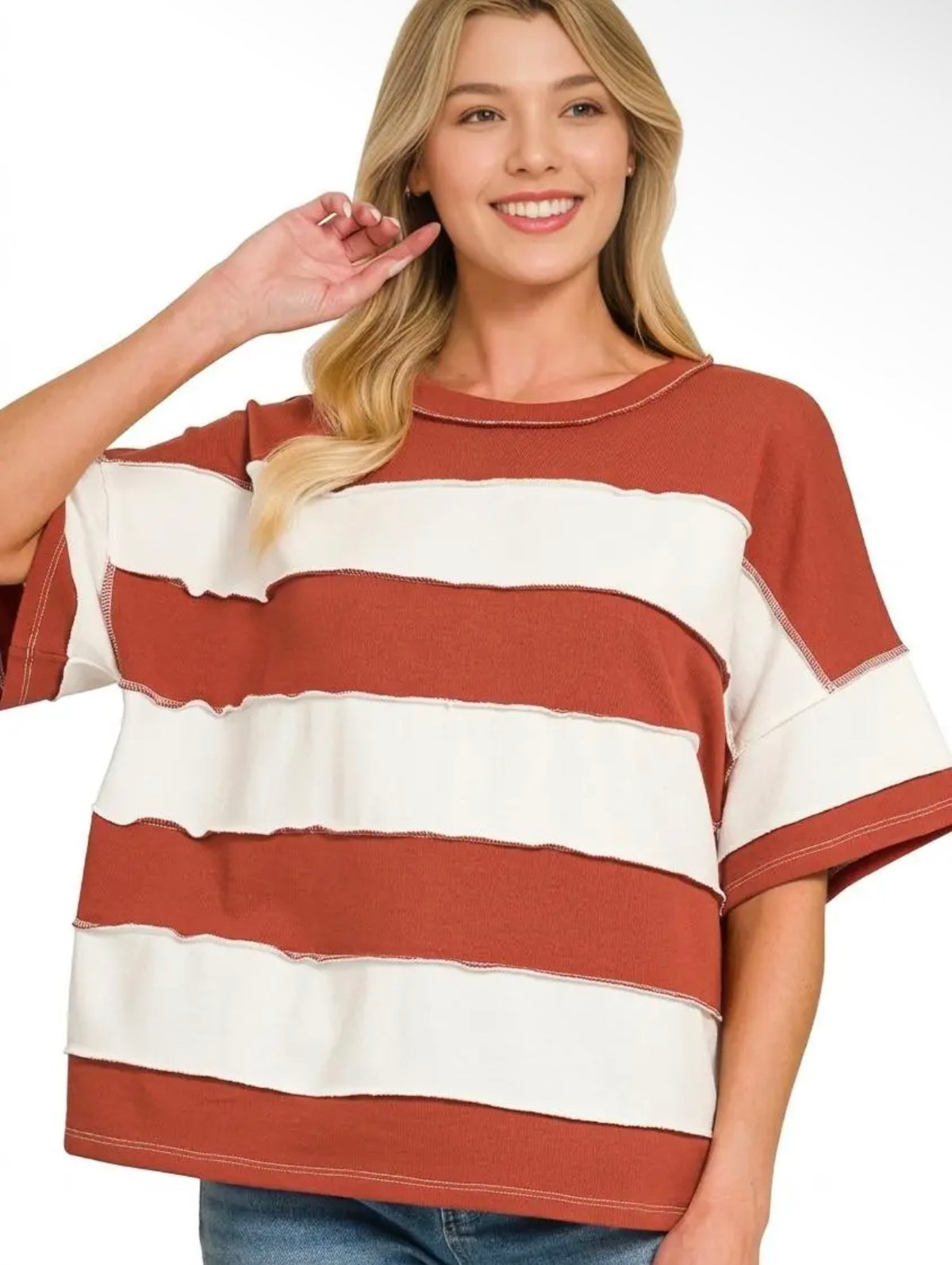 French Terry Striped Top