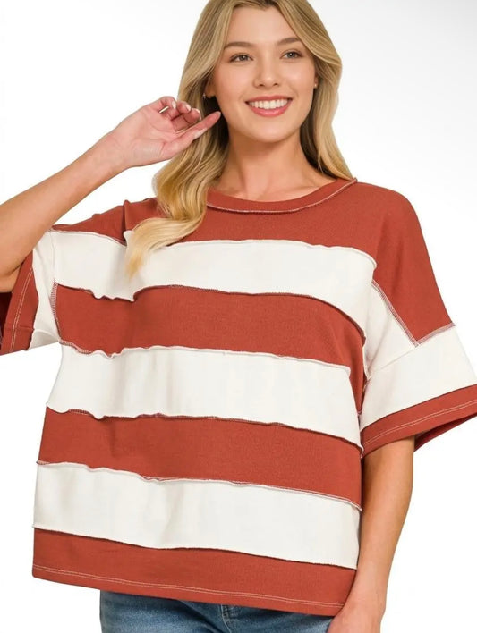 French Terry Striped Top