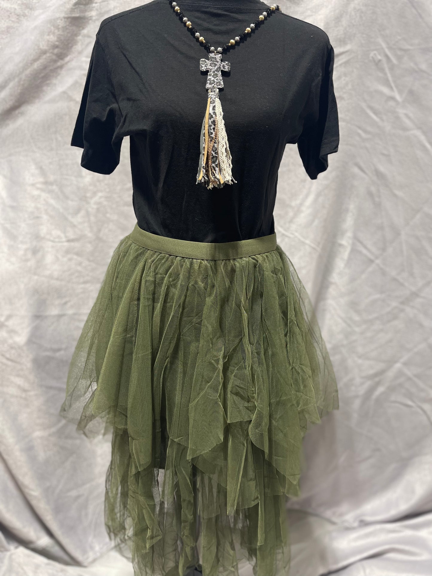 Olive Tulle Skirt