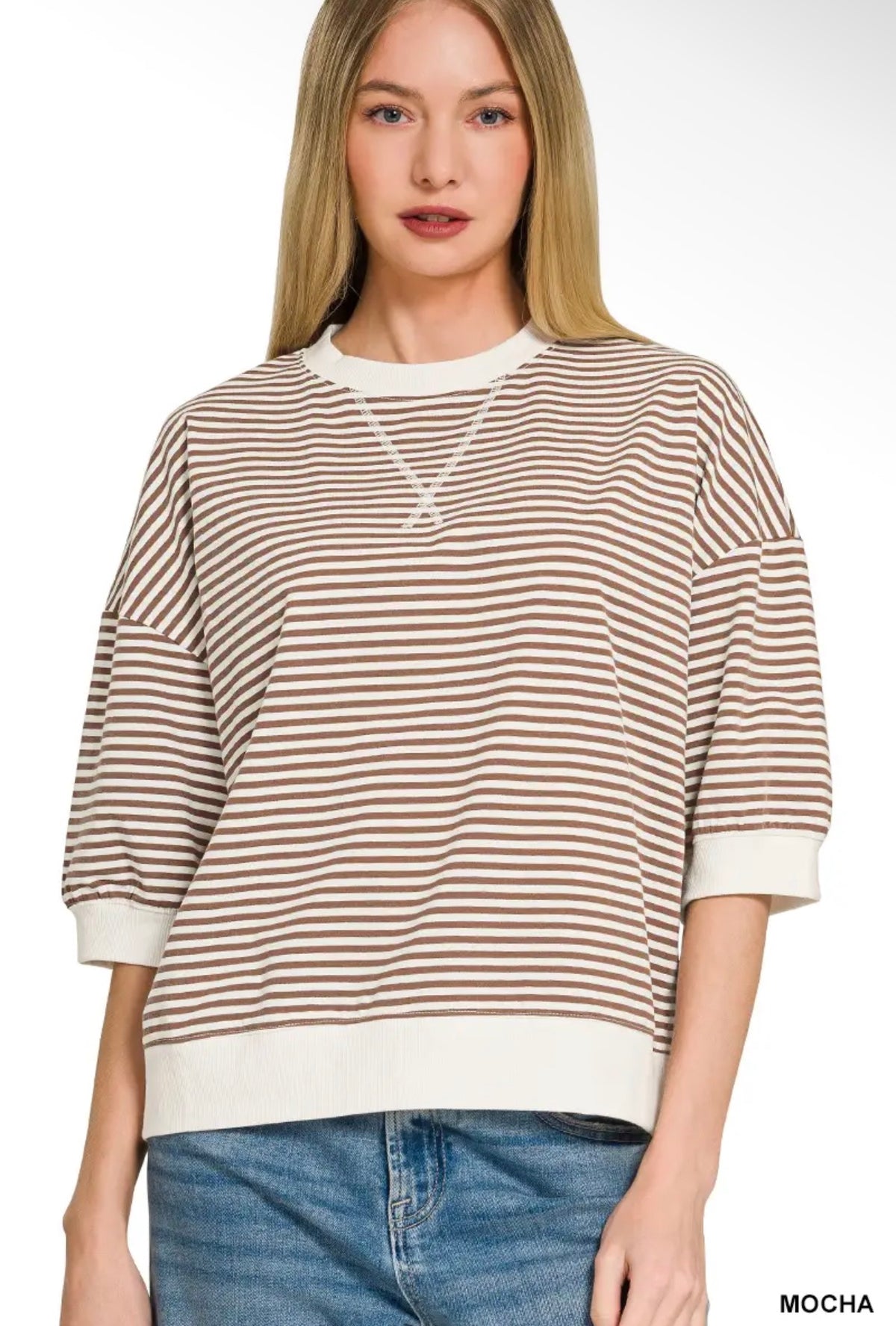Striped Short Sleeve Pullover