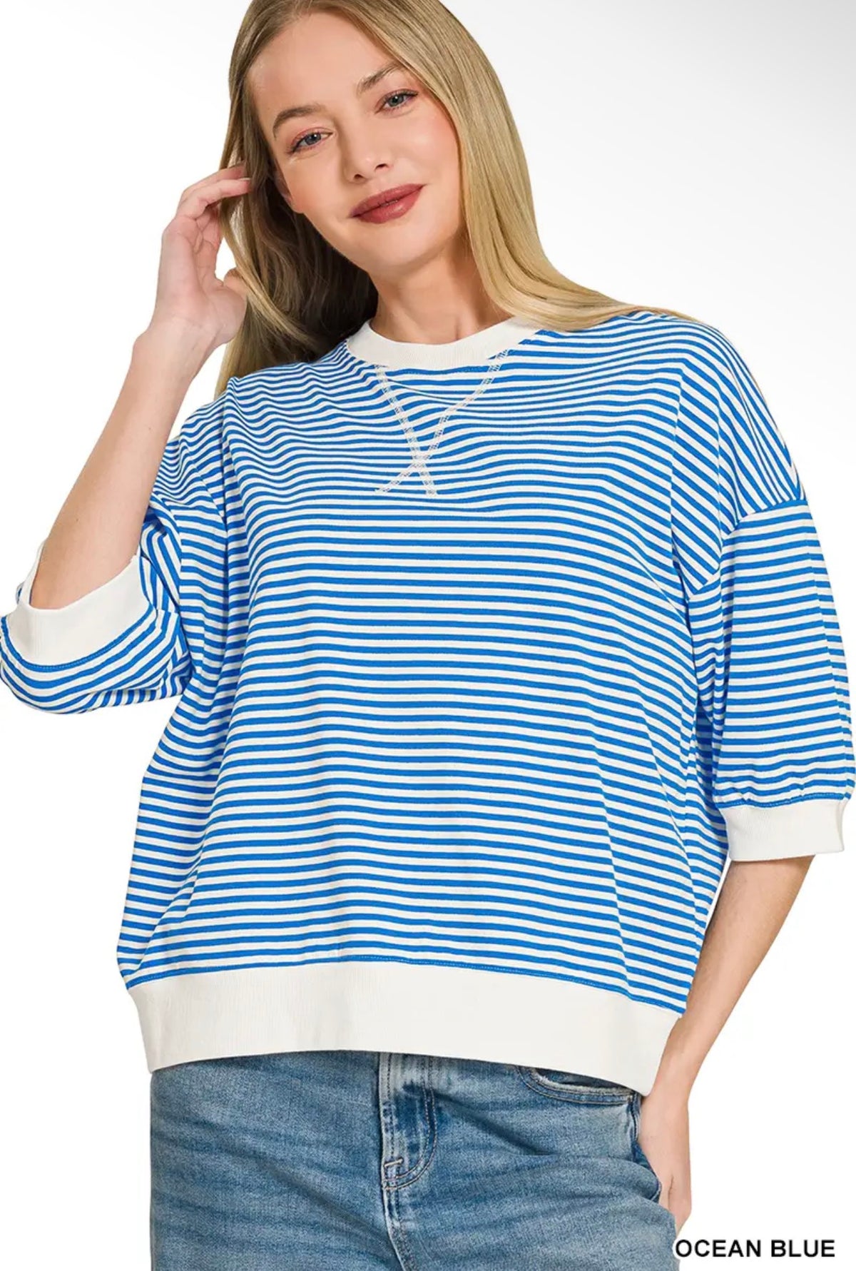Striped Short Sleeve Pullover