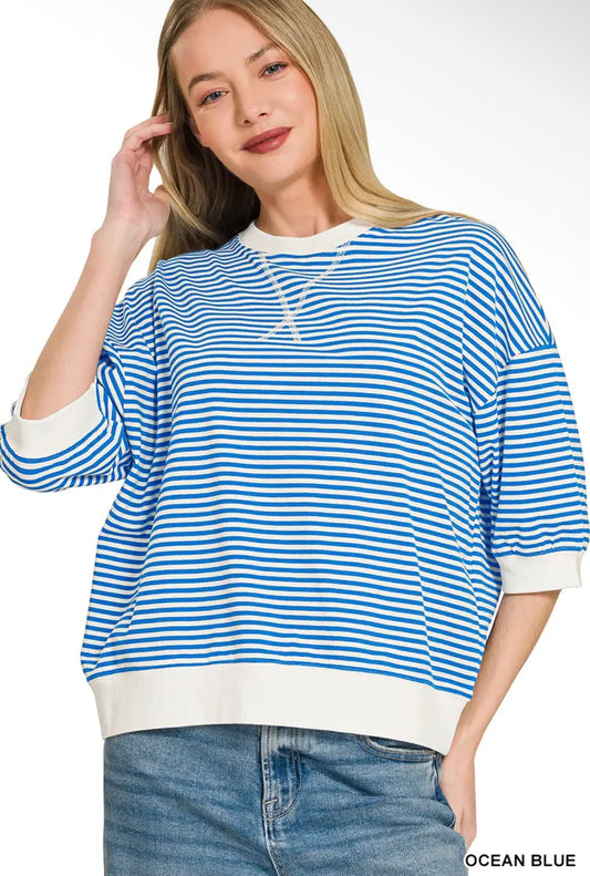Striped Short Sleeve Pullover