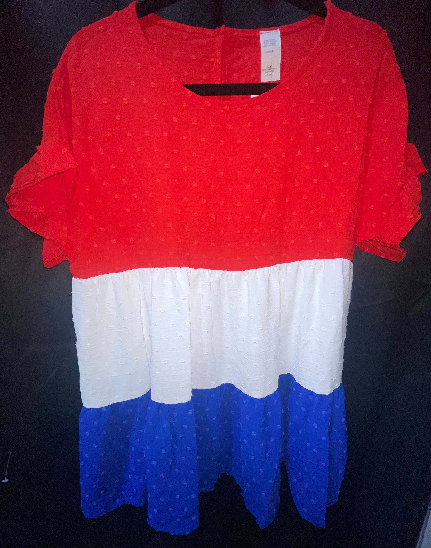 Swiss Dot Red White and Blue Top