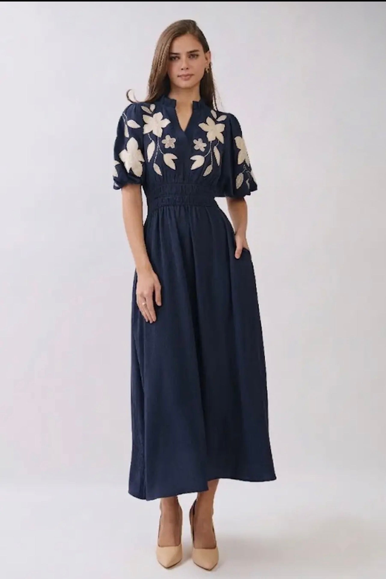 Embroidered Midi Dress