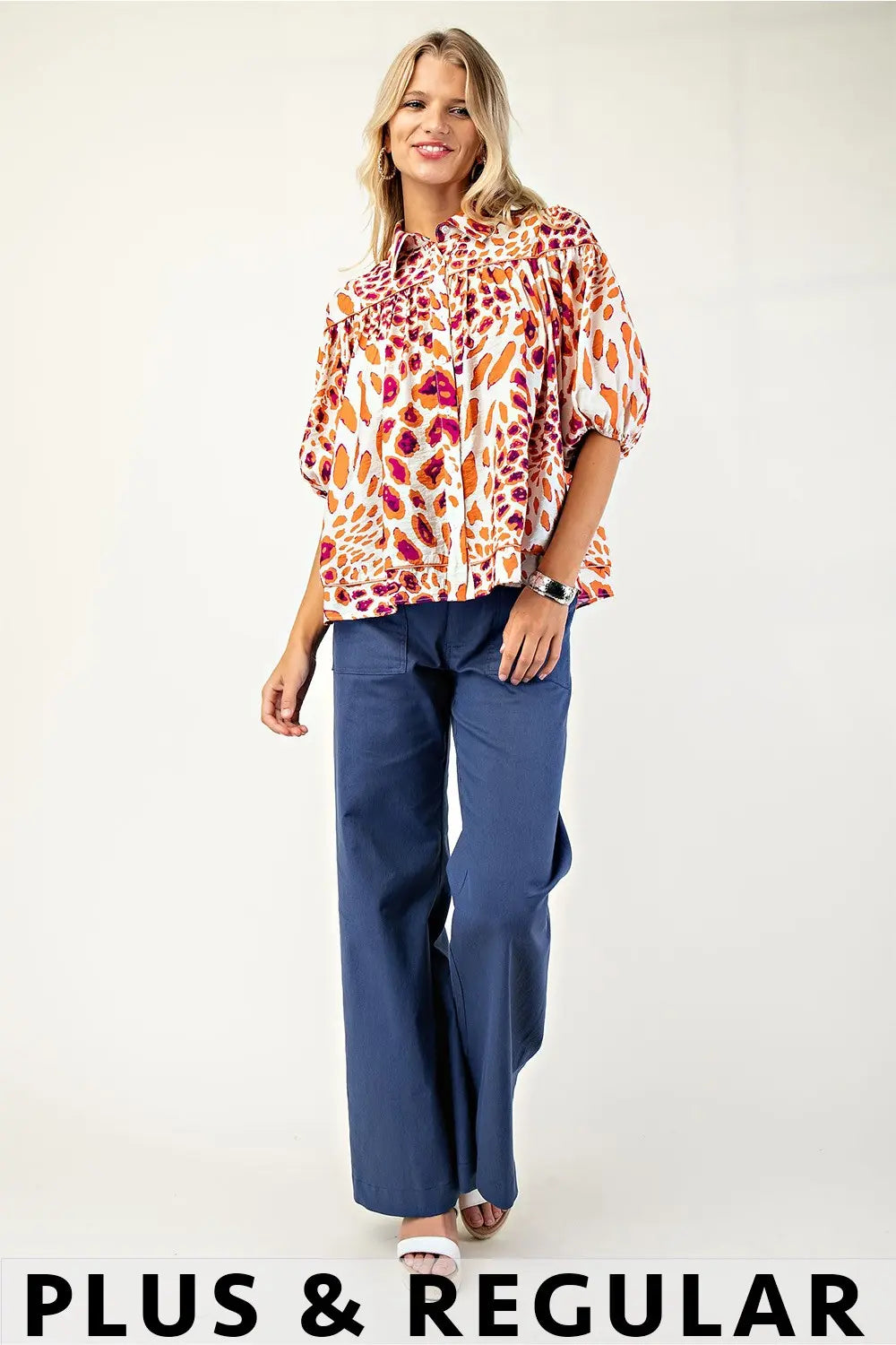 Leopard Print Button Down Blouse