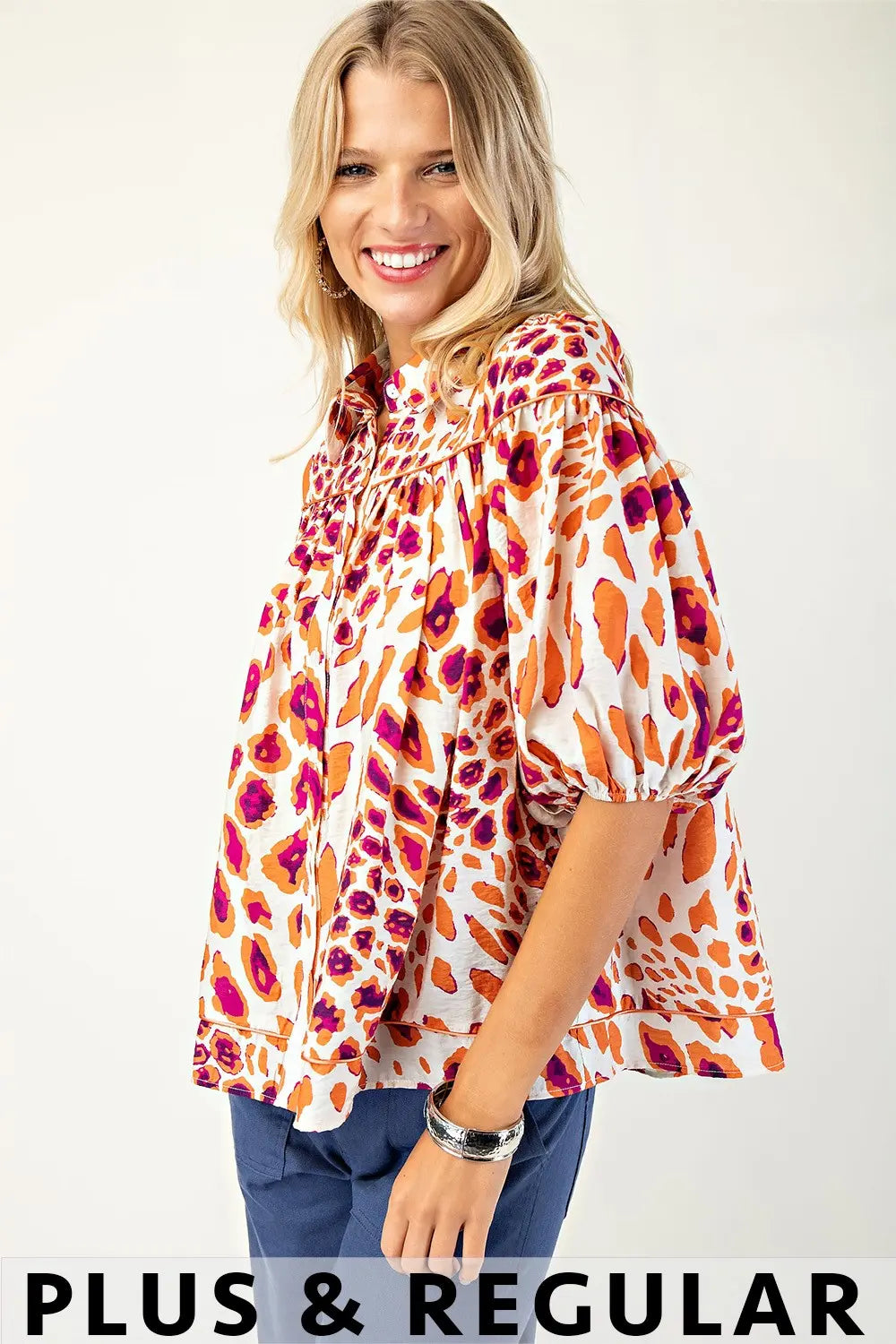 Leopard Print Button Down Blouse