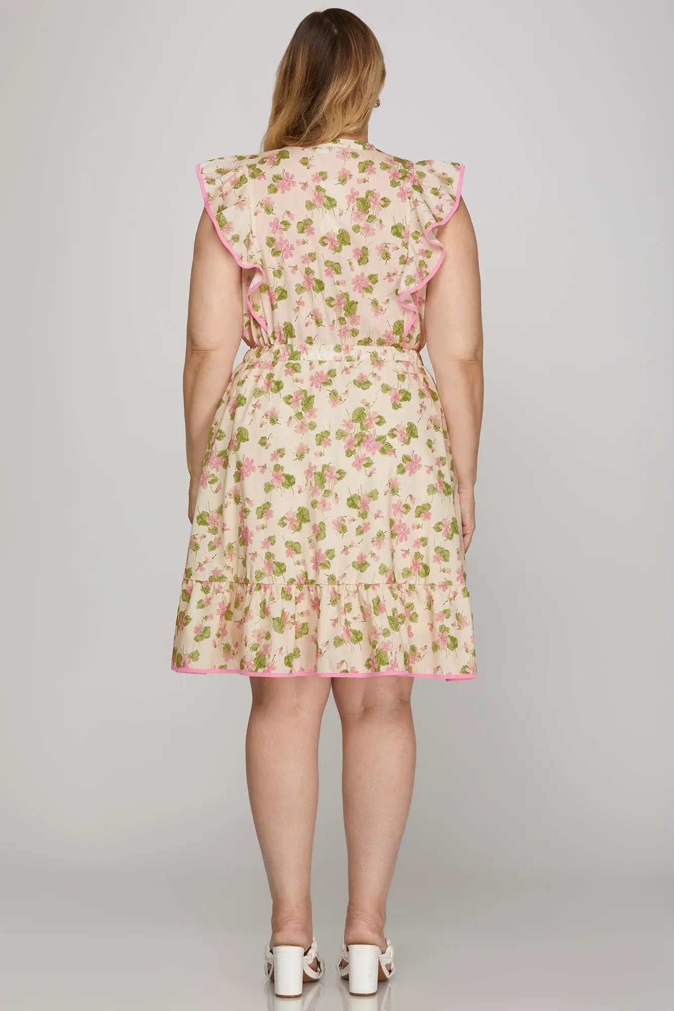 Flutter Sleeve Woven Floral Dress