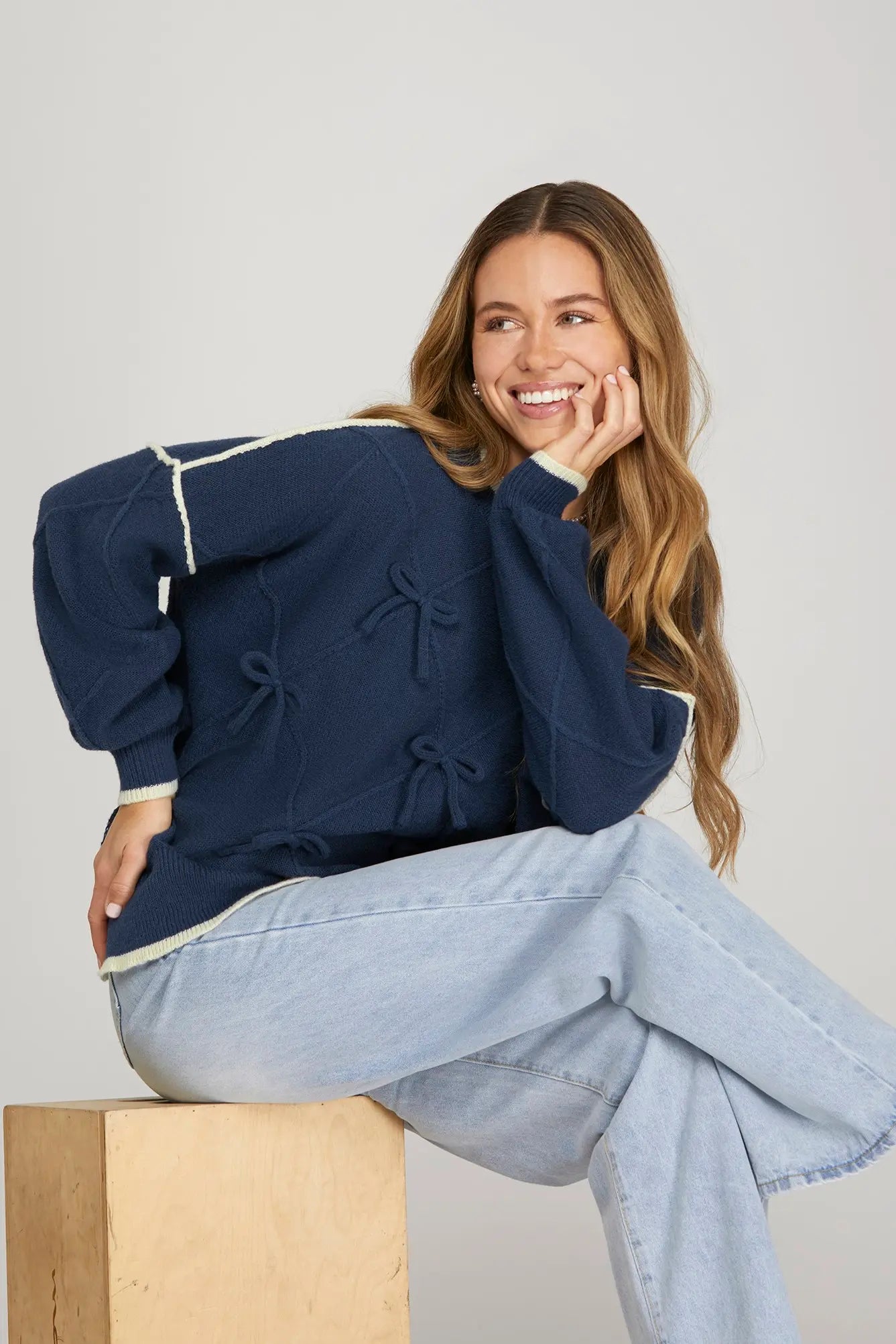 Long Sleeve Bow Sweater Top