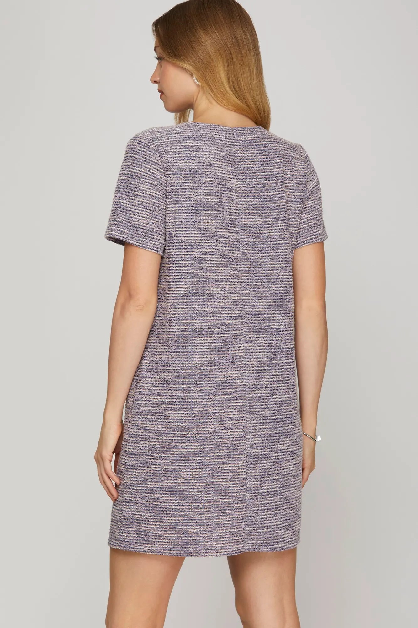 Short Sleeve Pearl Studded Dress