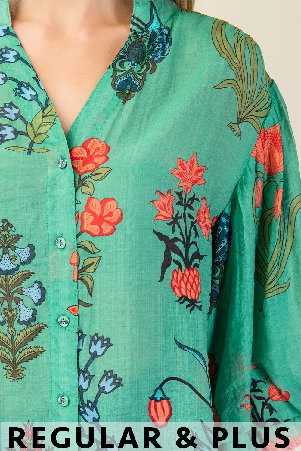 Green Floral Top