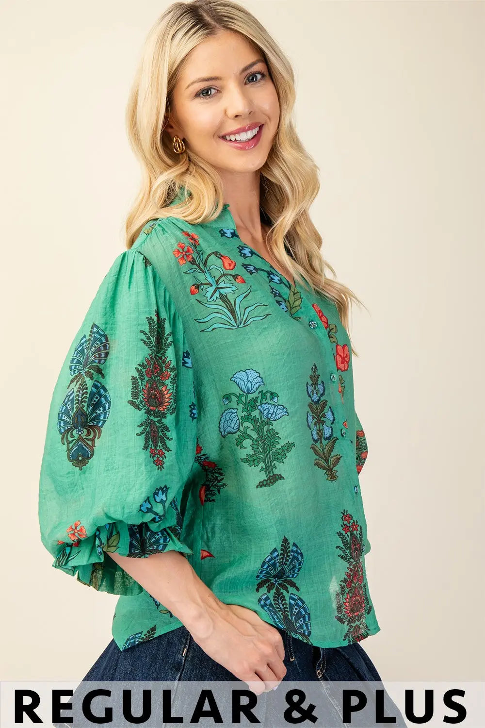 Green Floral Top