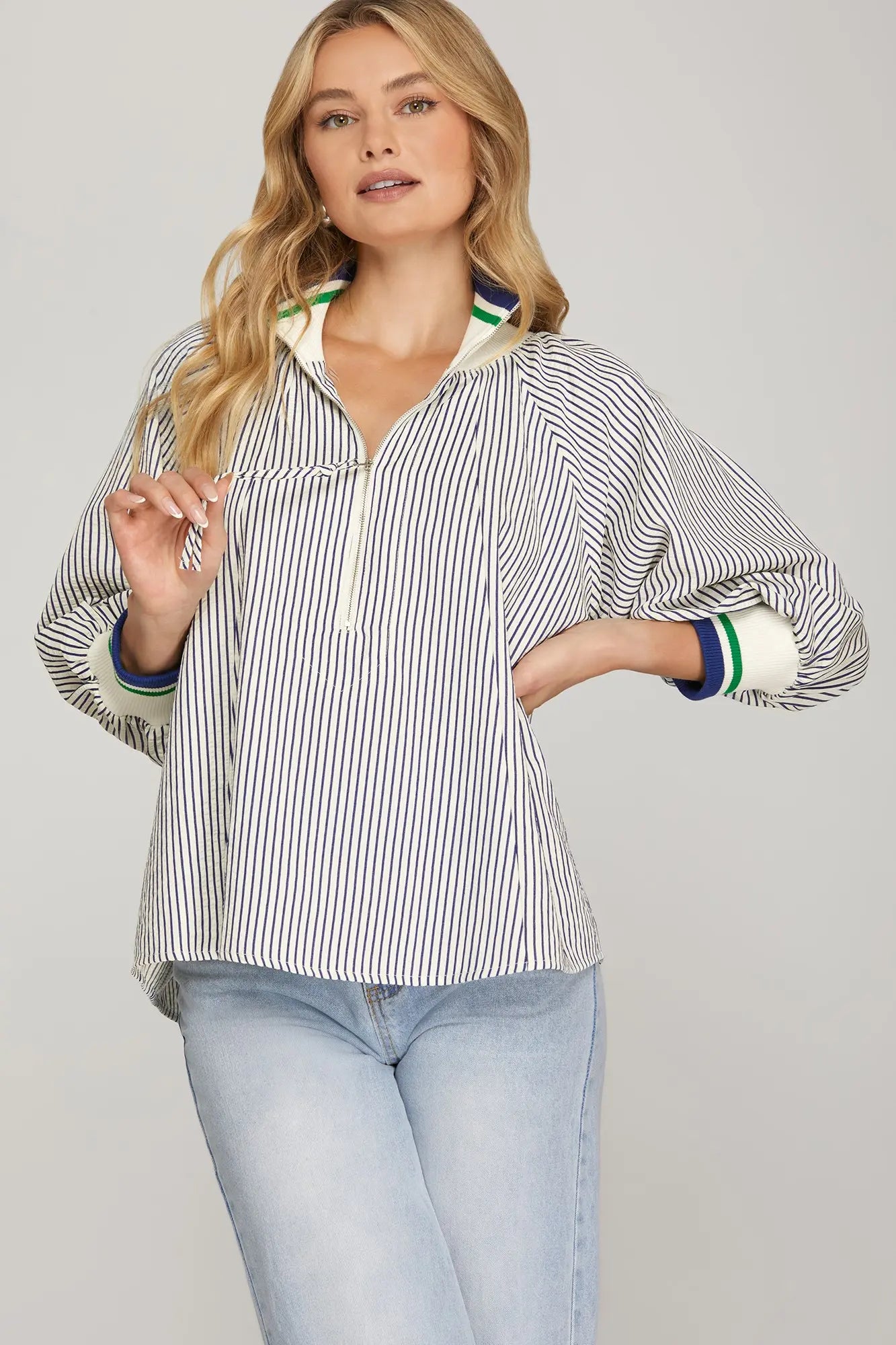 Half Zip Striped Top