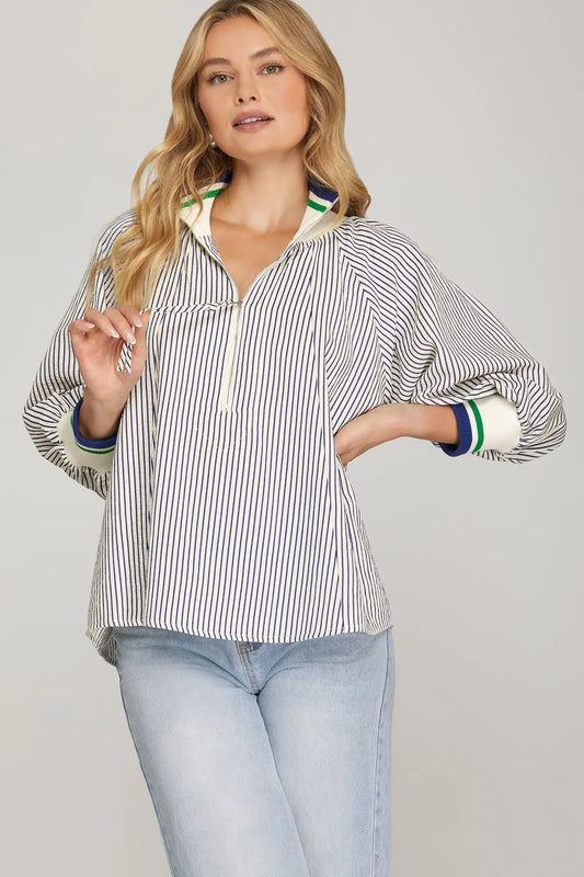 Half Zip Striped Top