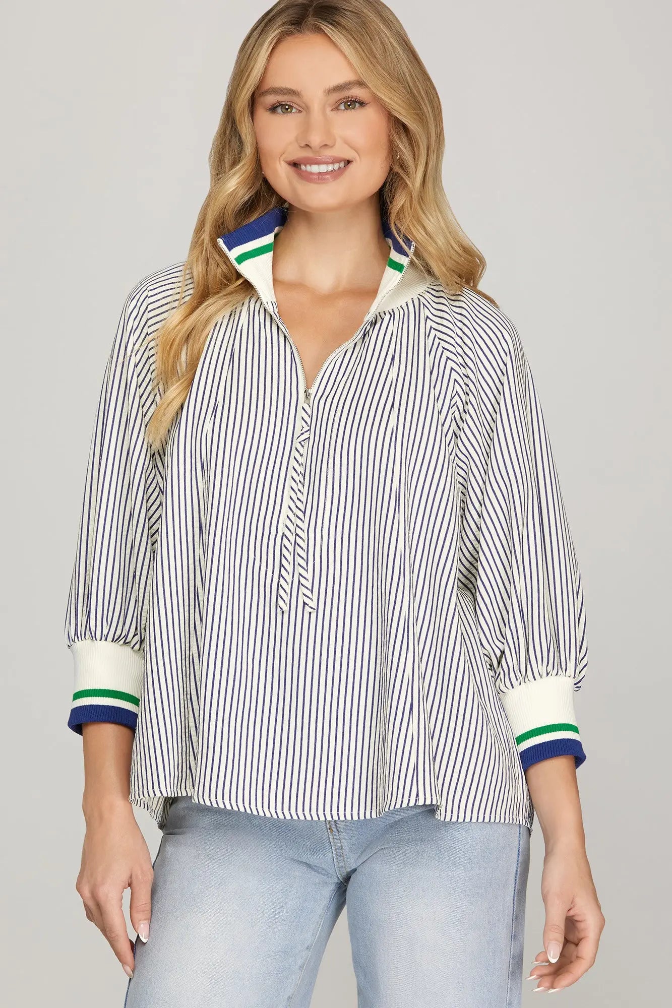 Half Zip Striped Top