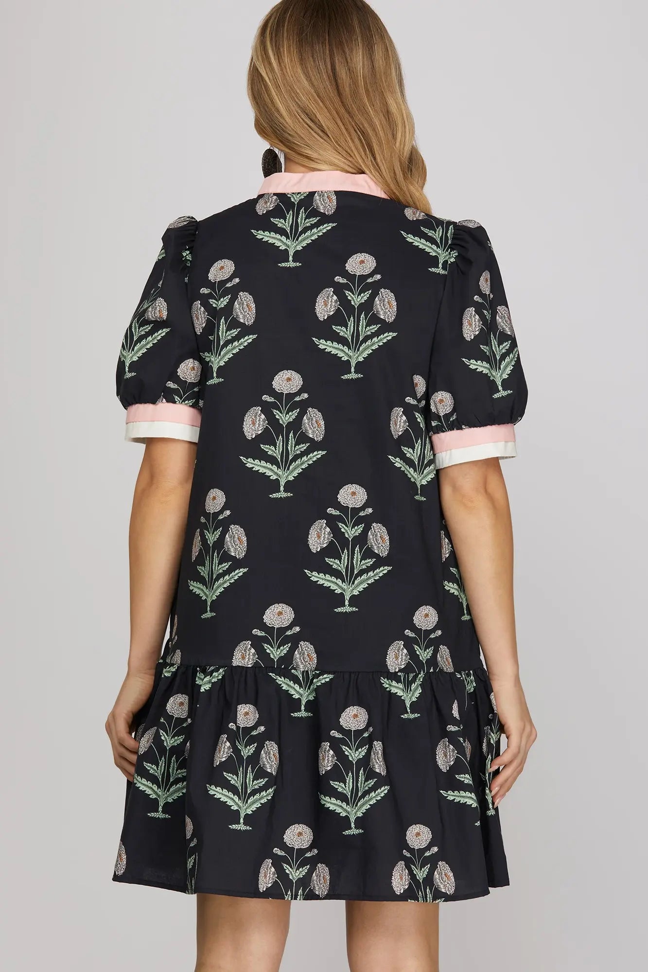 Short Sleeve Printed Midi Dress
