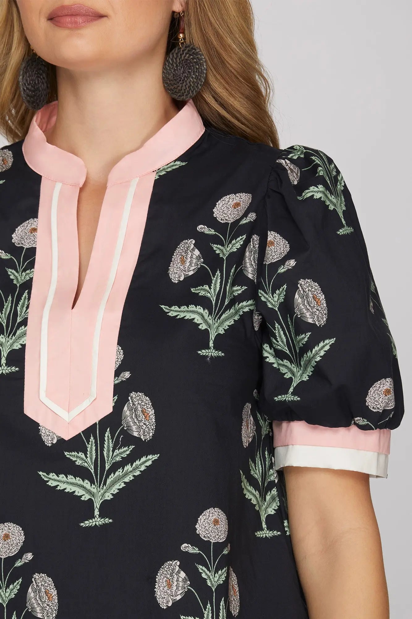 Short Sleeve Printed Midi Dress