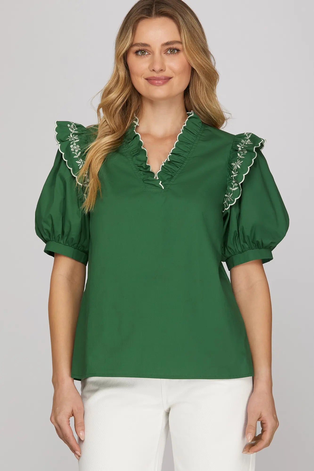 Short Sleeve Embroidered Top