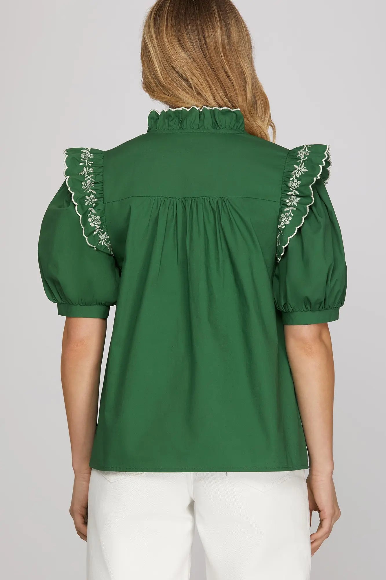 Short Sleeve Embroidered Top