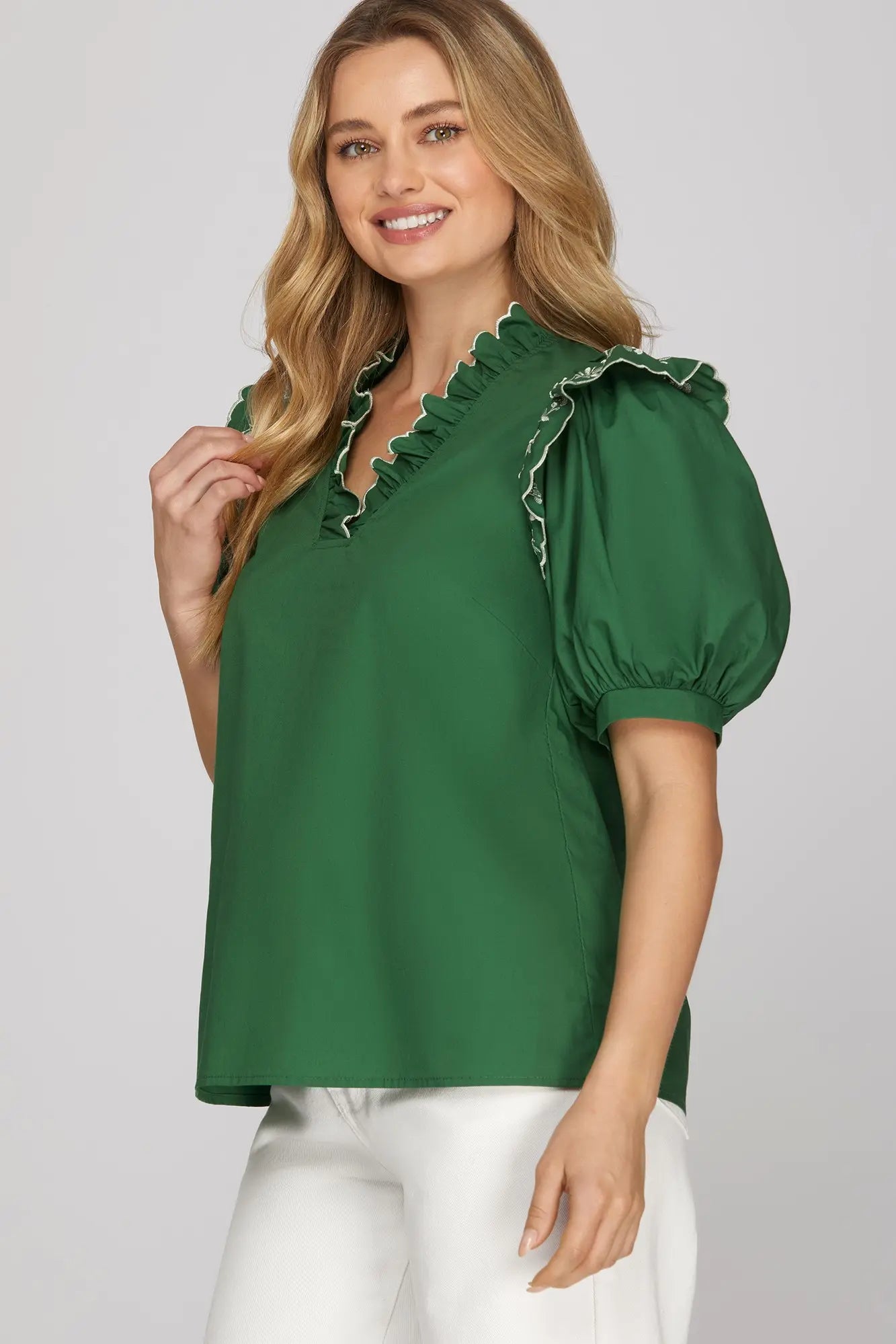 Short Sleeve Embroidered Top