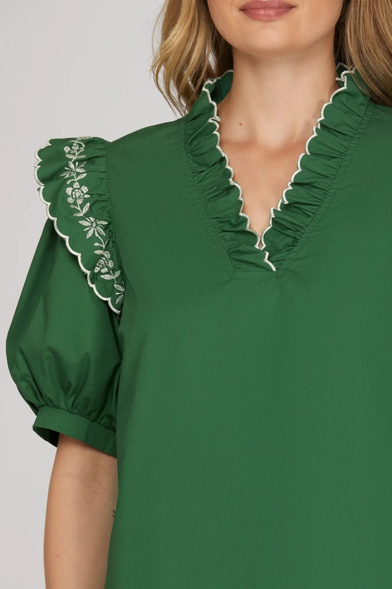 Short Sleeve Embroidered Top