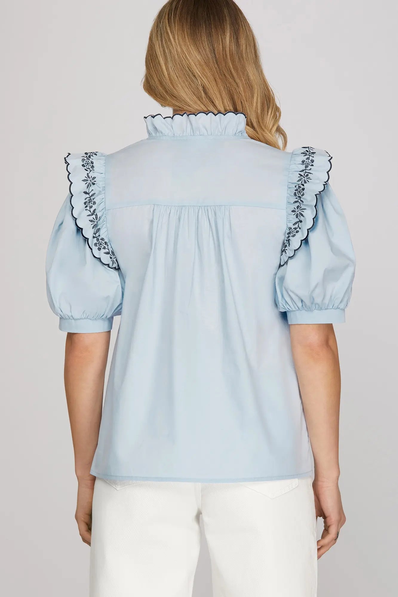 Short Sleeve Embroidered Top