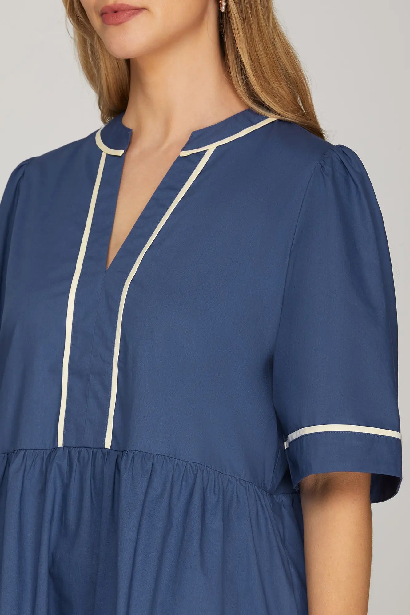 Short Sleeve Tiered Mini Dress with Pockets